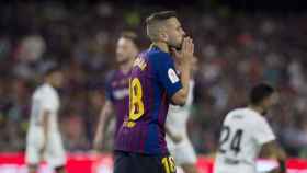 Jordi Alba durante la final de la Copa del Rey frente al Valencia / EFE