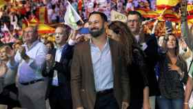 El presidente de Vox, Santiago Abascal, durante un acto en el Palacio de Vistalegre de Madrid / CG