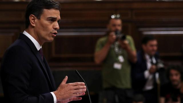 Pedro Sánchez, el presidente del Gobierno, durante su intervención en el Congreso / EFE