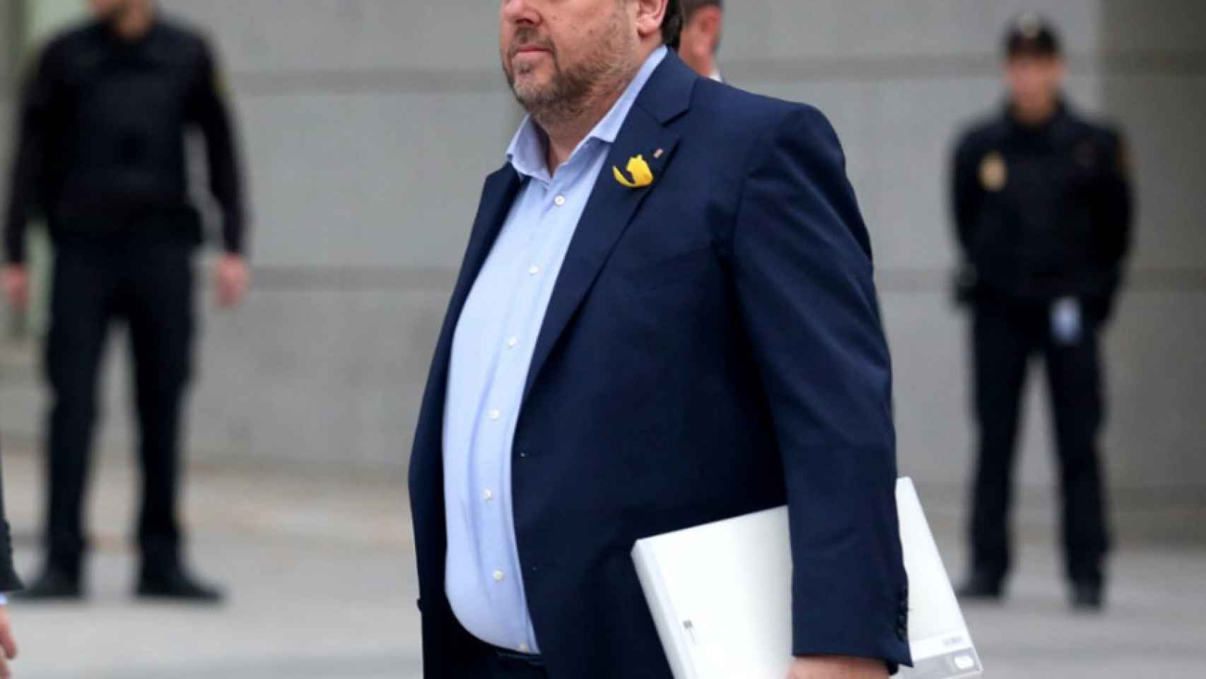 El vicepresidente cesado de la Generalitat, Oriol Junqueras, a su llegada a la Audiencia Nacional el jueves / EFE