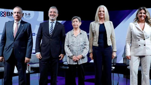 Pere Navarro, Jaume Collboni, Teresa Cunillera, Matilde Vilarroya y Blanca Sorigué en la presentación del BNEW / EFE