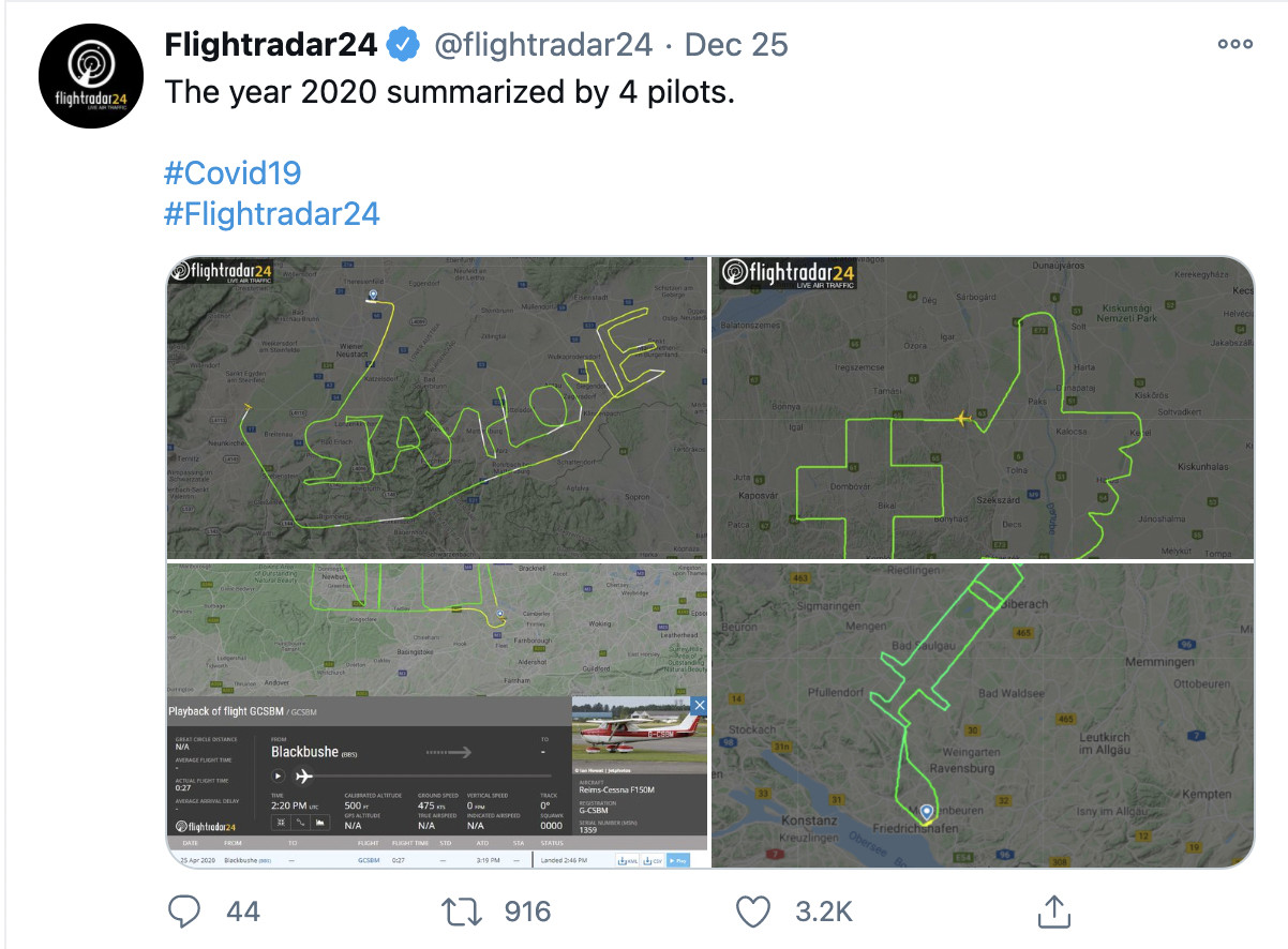 Los dibujos más curiosos hechos por pilotos / FLIGHTRADAR24