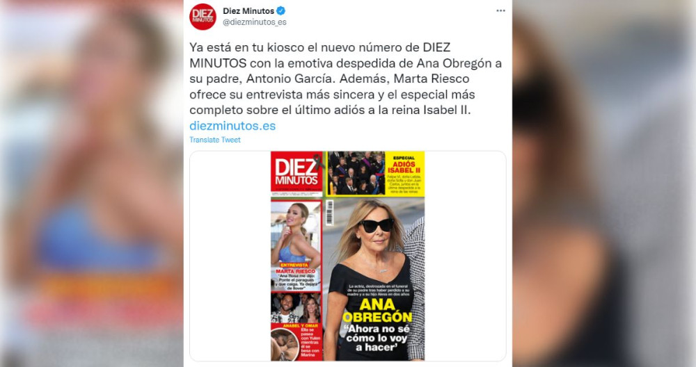 Portada de la revista 'Diez Minutos' del 21 de septiembre / TWITTER