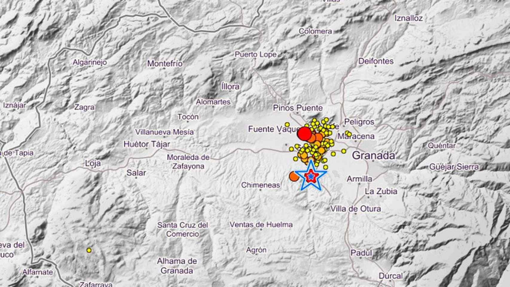 Mapa del registro con mayor incidencia sísmica /IGN