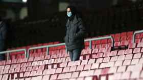 Leo Messi en la grada del Camp Nou contra el Eibar / FC Barcelona