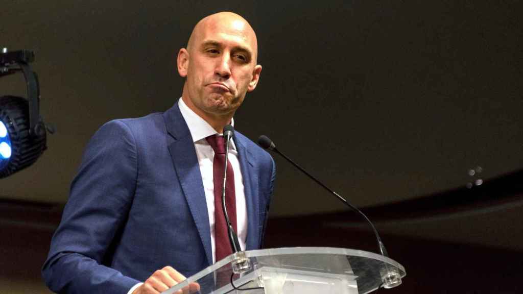 Luis Rubiales explicando el nuevo formato de la Supercopa de España / EFE