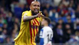 Arturo Vidal celebrando el gol contra el Espanyol / FC Barcelona