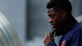 Dembelé en un entrenamiento con el Barça/ EFE