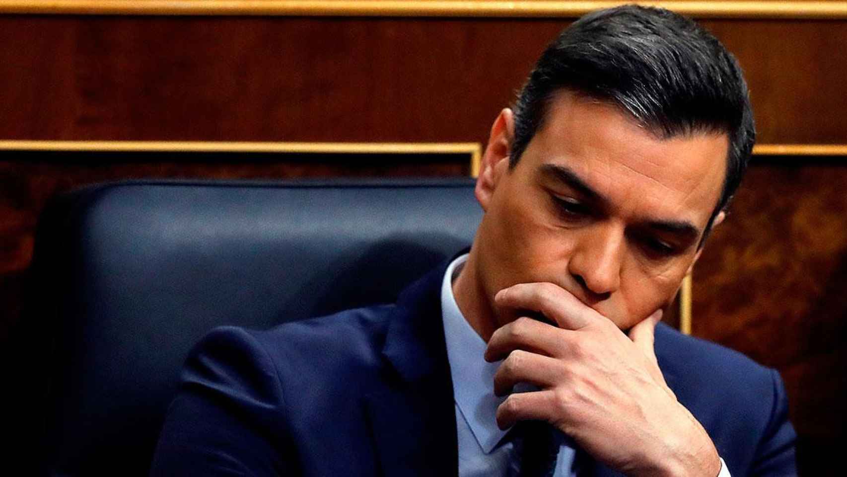 Pedro Sánchez en el Congreso, donde ha confirmado que el Ejército acudió en ayuda de un alcalde independentista / EFE