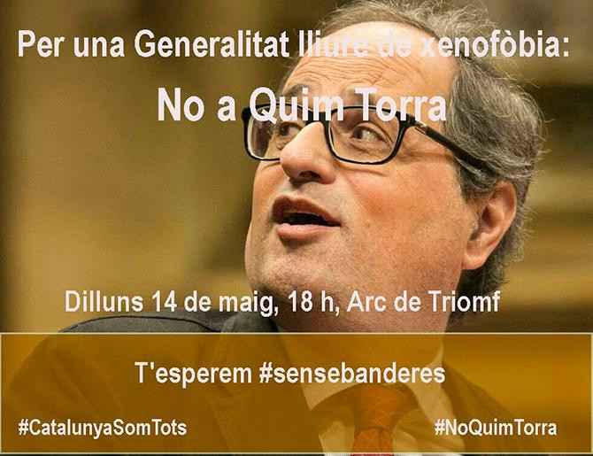 Convocatoria para una manifestación contra Quim Torra