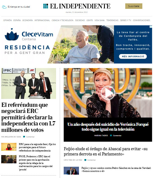 Portada de 'El Independiente' de 13 de diciembre de 2022 