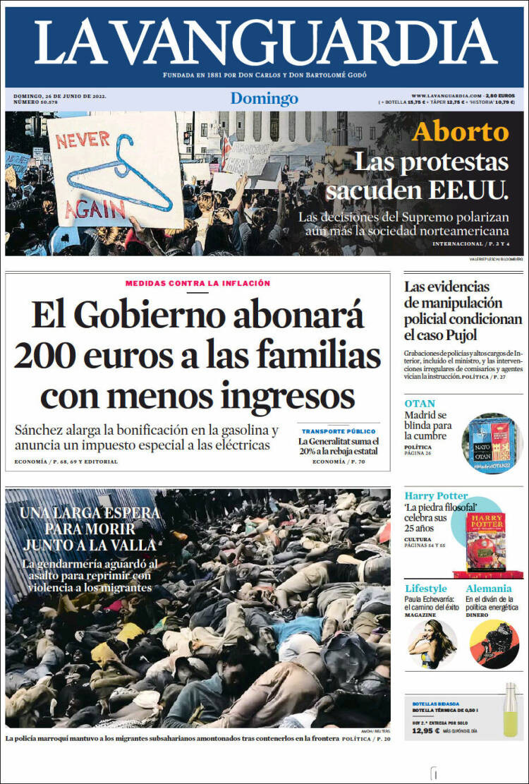 Portada de 'La Vanguardia' de 26 de junio de 2022 / KIOSKO.NET