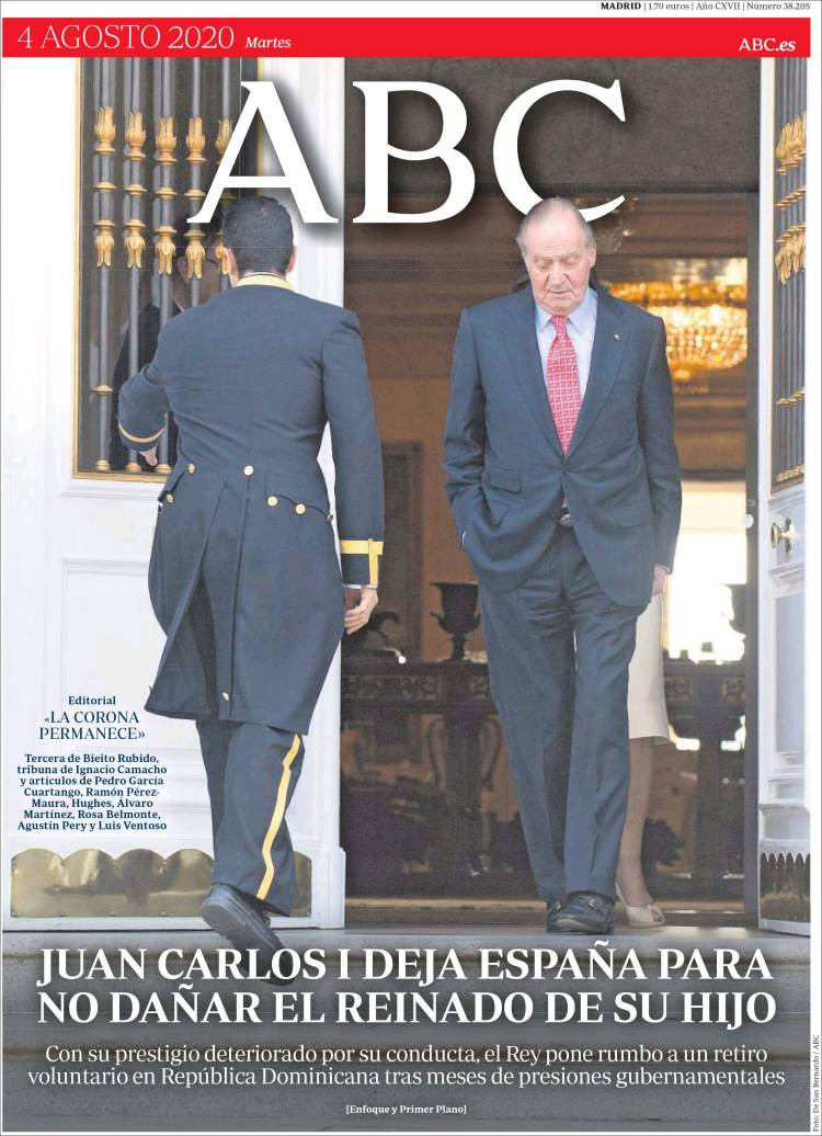 Portada del 'ABC' del 4 de agosto de 2020