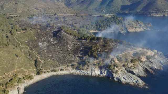 Vista aérea de un incendio en Roses, Cataluña / BOMBERS