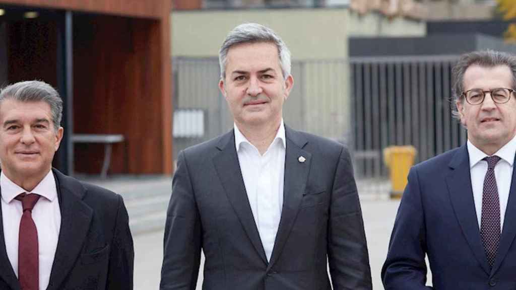Los tres candidatos a la presidencia del Barça en 2021: Joan Laporta (i), Víctor Font (c) y Toni Freixa (d)