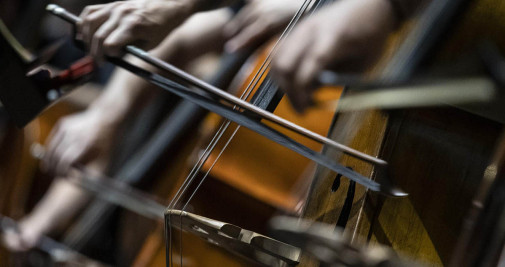 Vista de un ensayo este jueves del concierto que ofrecerá la Joven Orquesta de Euskal Herria (EGO), junto a la Joven Orquesta de Canarias, dentro del programa de la 83 edición de la Quincena Musical de San Sebastián - EFE/ Javier Etxezarreta