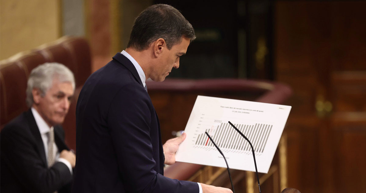 El presidente del Gobierno, Pedro Sánchez, interviene durante la primera jornada de la 26 edición del Debate sobre el Estado de la Nación / EP