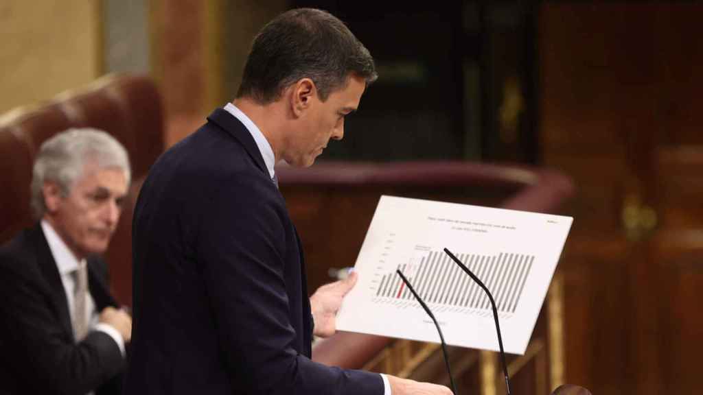 El presidente del Gobierno, Pedro Sánchez, interviene durante la primera jornada de la 26 edición del Debate sobre el Estado de la Nación / EP