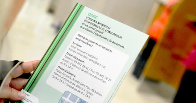 Folleto informativo de una Oficina Municipal de Información al Consumidor de Barcelona