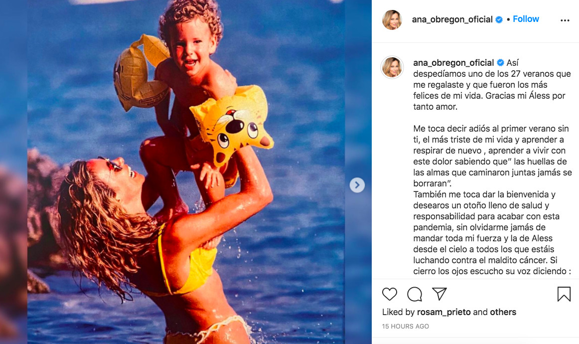 Ana Obregón despide su verano más difícil tras la muerte de su hijo Aless Lequio / INSTAGRAM