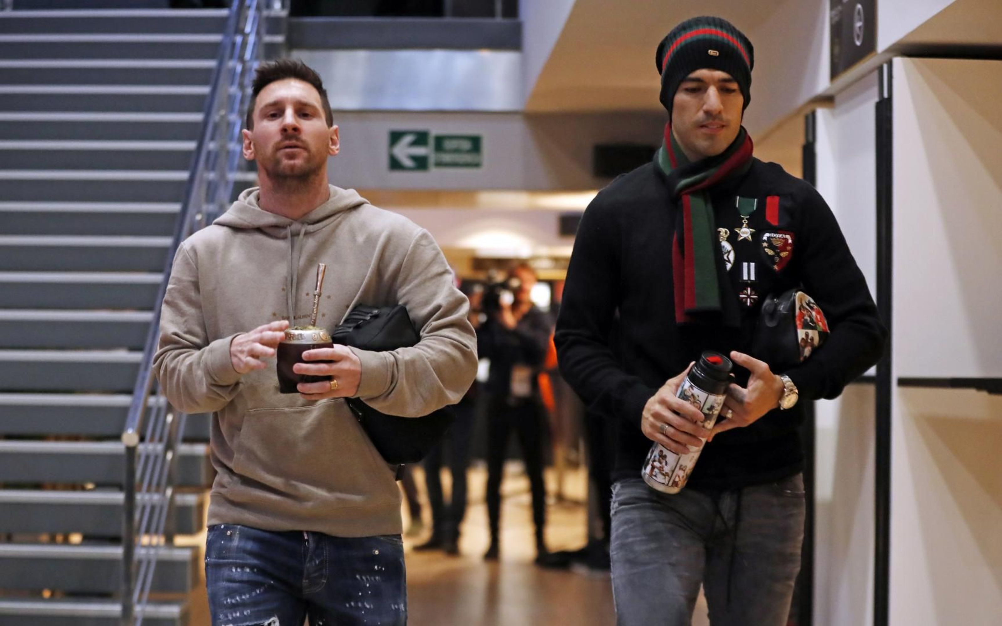 Leo Messi y Luis Suárez llegando al estadio contra el Mallorca / FC Barcelona