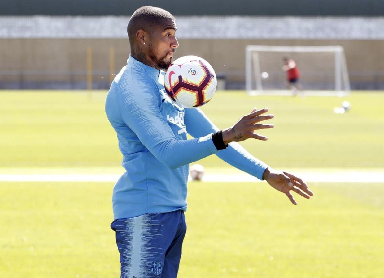 Una foto de Prince Boateng durante un entrenamiento del Barça / FCB