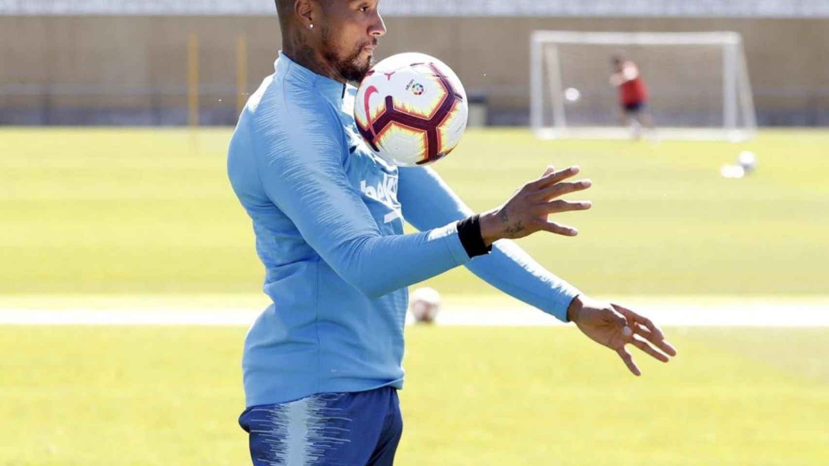 Una foto de Prince Boateng durante un entrenamiento del Barça / FCB