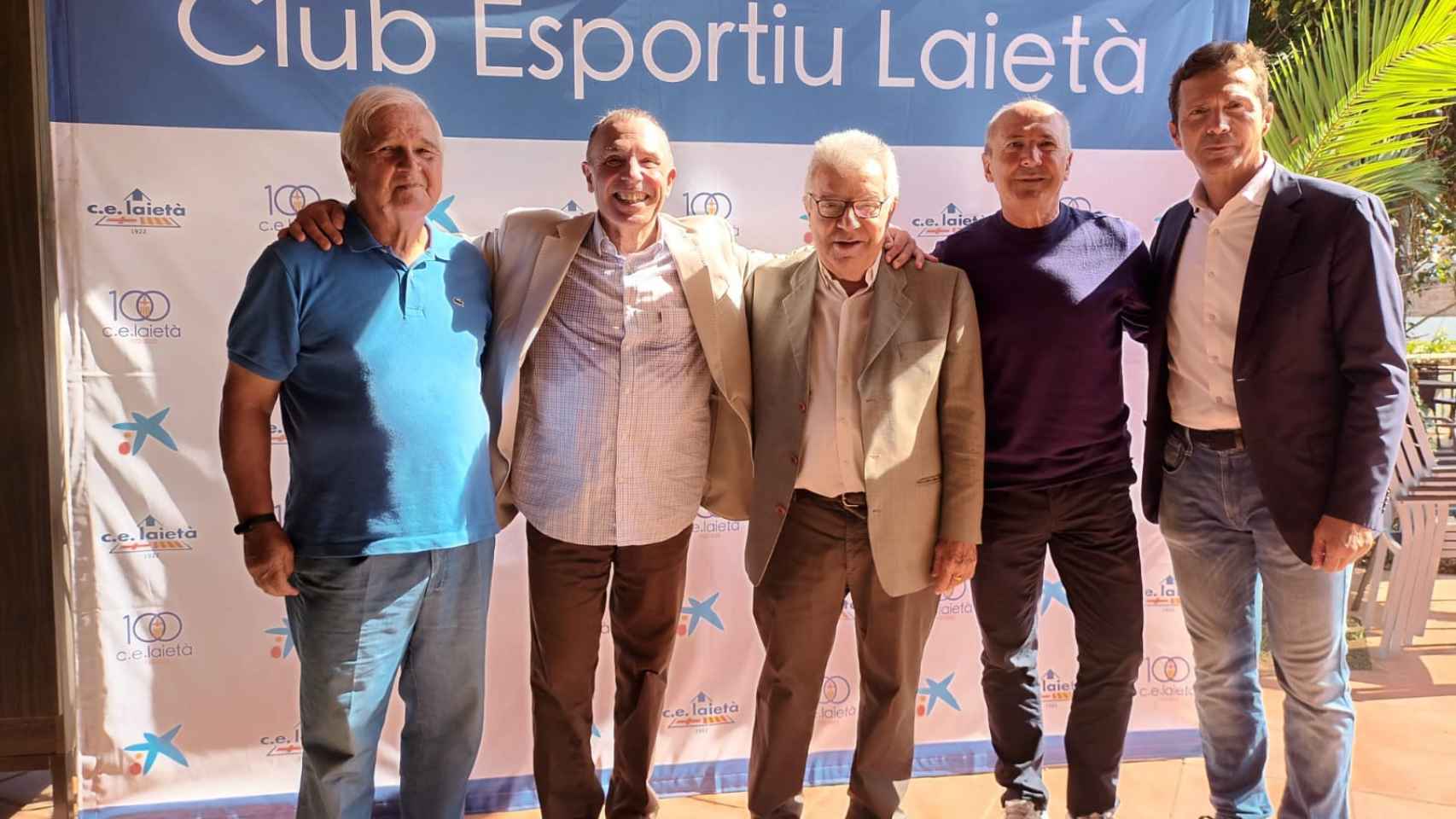 Lazlo Kubala, Jaume Riera, Josep Maria Minguella, Tente Sánchez y Guillermo Amor en el acto del Club Esportiu Laietà / Culemanía