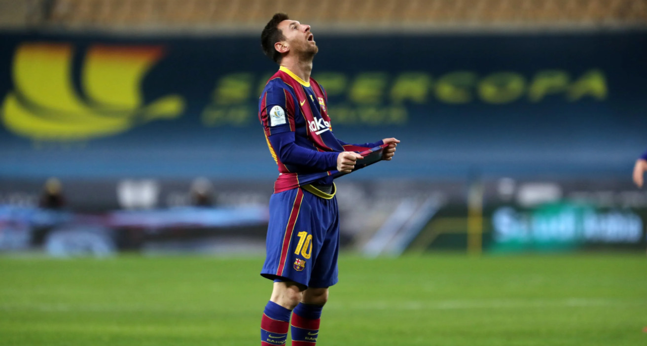 Leo Messi lamentando una ocasión de la Supercopa de España / FC Barcelona