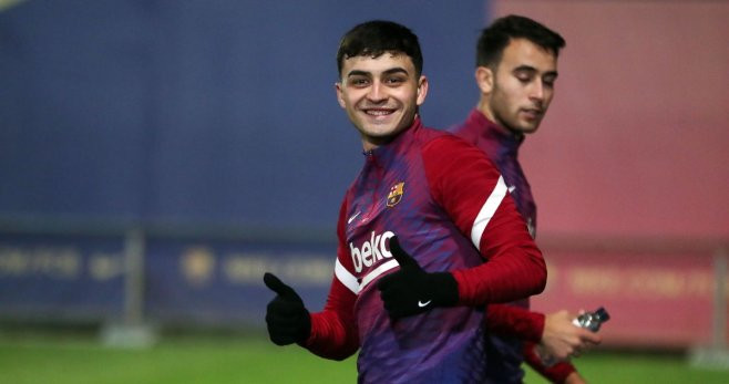 Pedri, en el entrenamiento del Barça el día de los Santos Inocentes / FCB