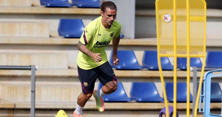 Griezmann en un entrenamiento del Barça, la pasada temporada / FCB