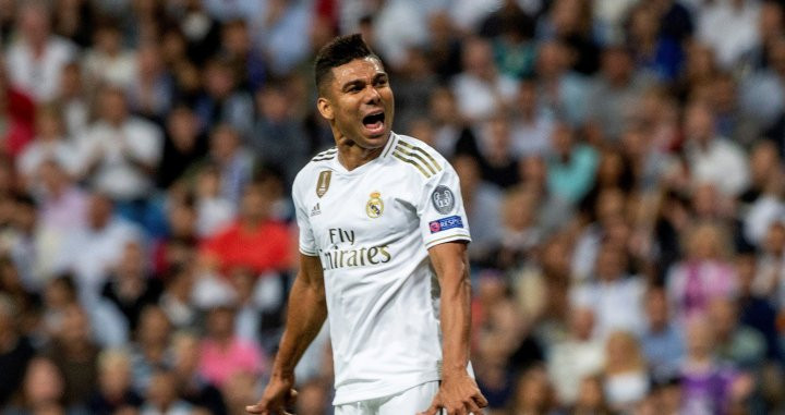 Una foto de Casemiro celebrando su gol ante el Brujas  / EFE