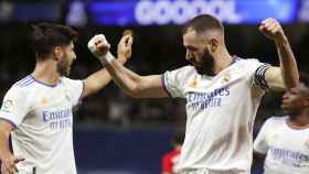 Benzema celebra un nuevo gol con el Real Madrid / EFE