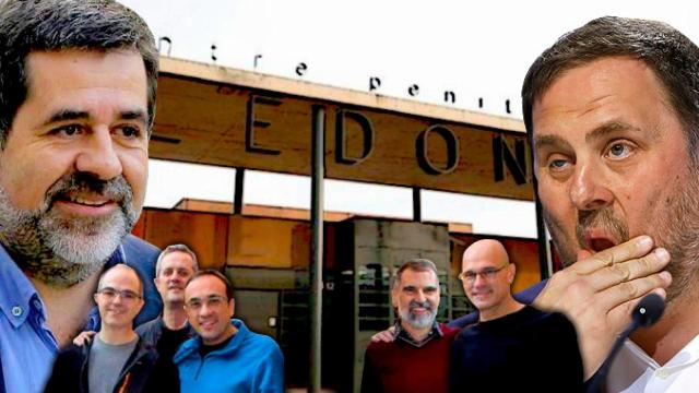 Jordi Sànchez, frente a Oriol Junqueras, con los políticos independentistas presos bajo la órbita de cada uno / CG