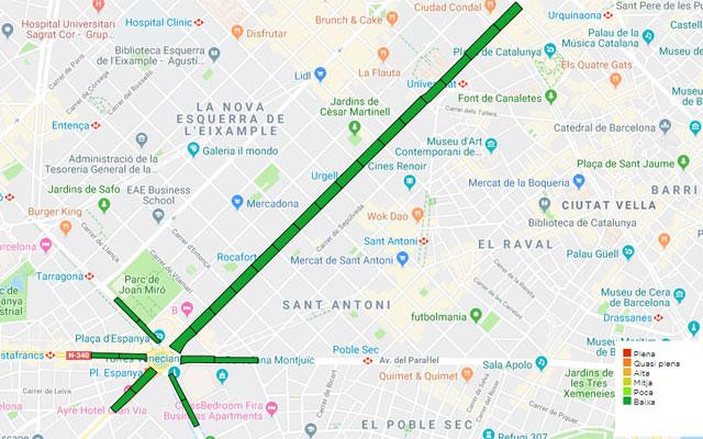 Estado de las inscripciones en los diferentes tramos de la manifestación independentista de la Diada a 18 de agosto / ANC