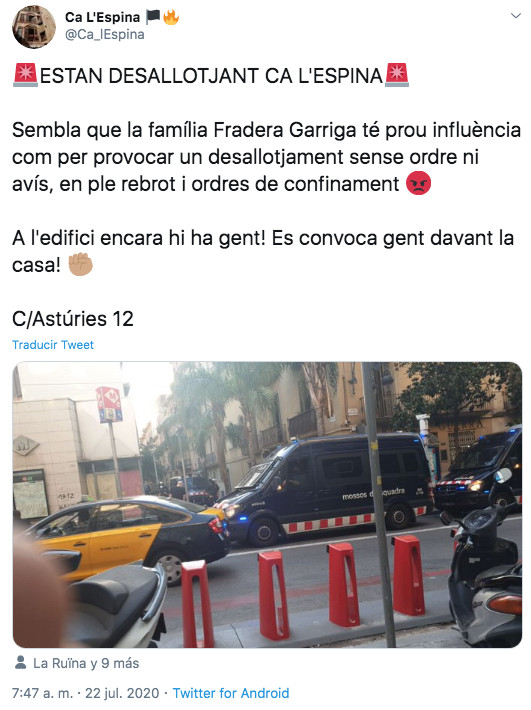 Desalojo de la casa okupa de Gràcia / CA L'ESPINA