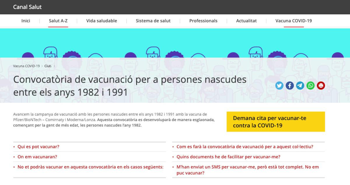 La convocatoria abierta por error en el Canal Salut para vacunar a las personas de entre 30 y 39 años / CG