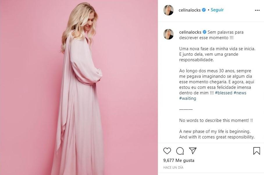 La publicación en la que Celina Locks anuncia su embarazo / INSTAGRAM