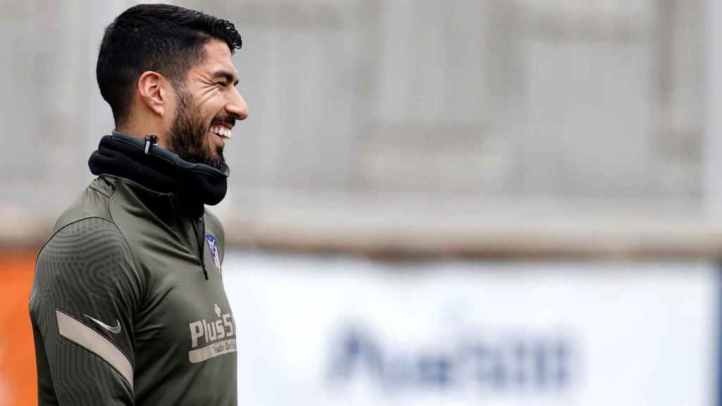 Luis Suárez en un entrenamiento del Atlético de Madrid / EFE