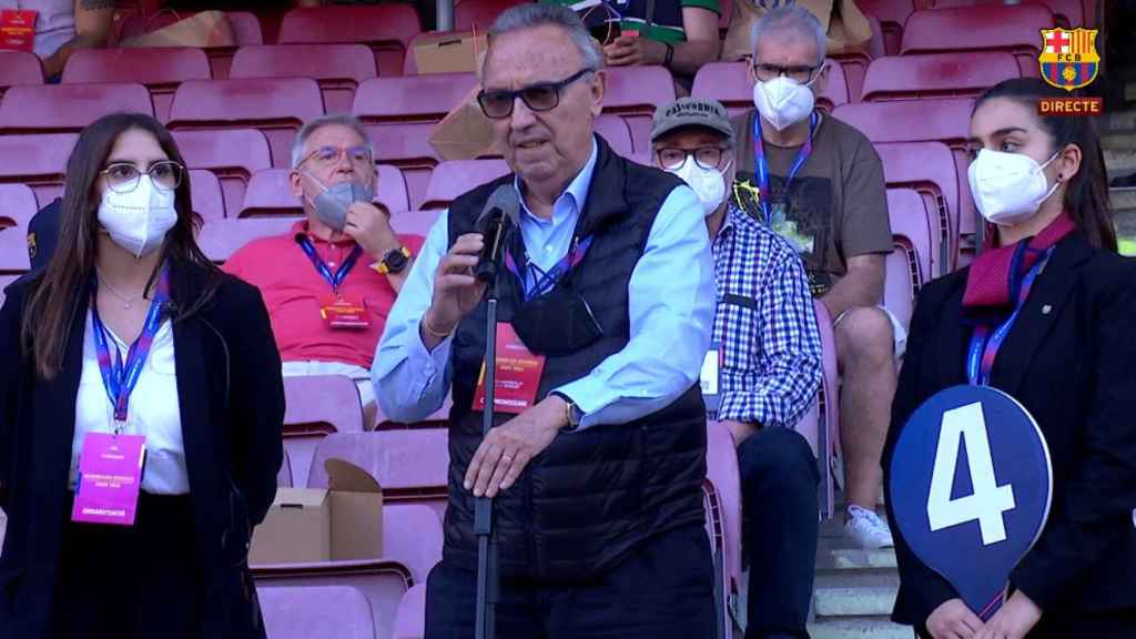 Joan Gaspart, en la asamblea de socios compromisarios de junio de 2021, valora las operación del Barça / FCB