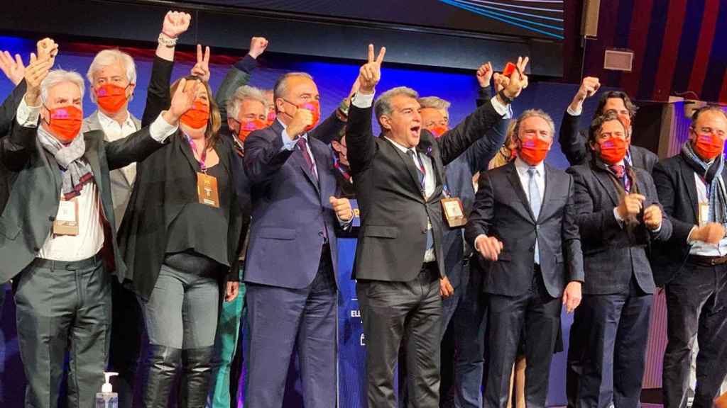 Joan Laporta celebra eufórico su victoria electoral / CULEMANIA