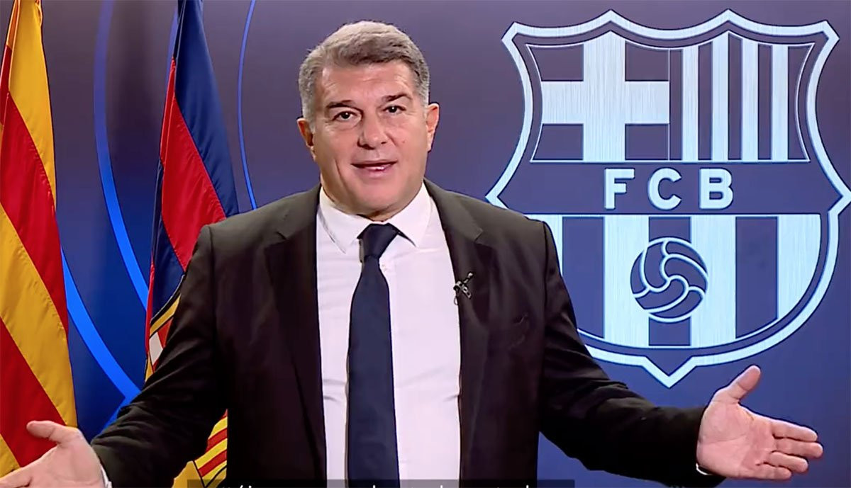 Joan Laporta, durante una comparecencia con el FC Barcelona / Captura Redes