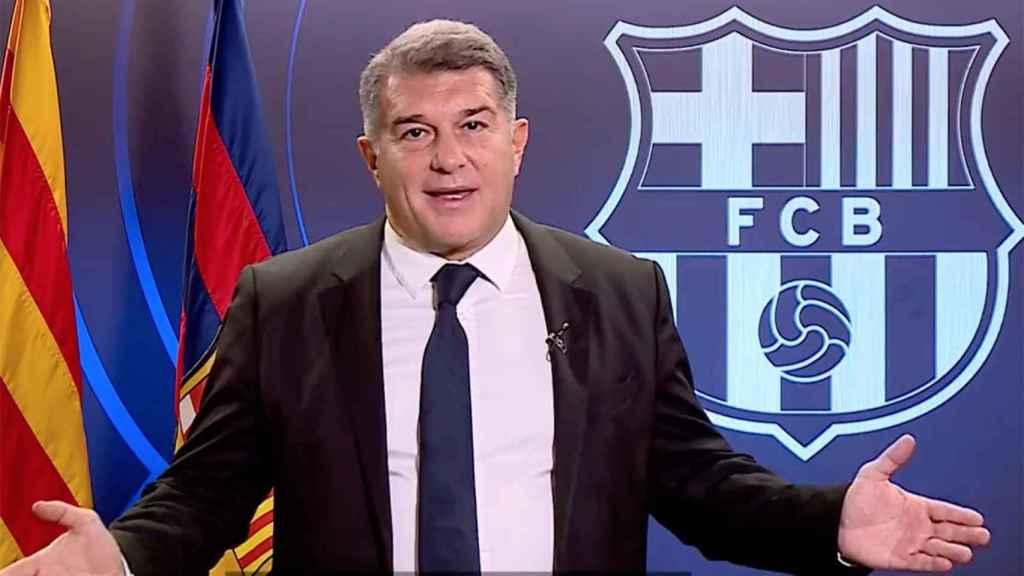 Joan Laporta, durante una comparecencia con el FC Barcelona / Captura Redes