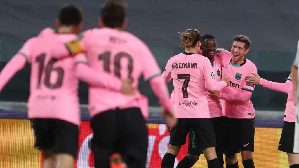 Griezmann celebra con Dembelé el gol en Turín / FC Barcelona