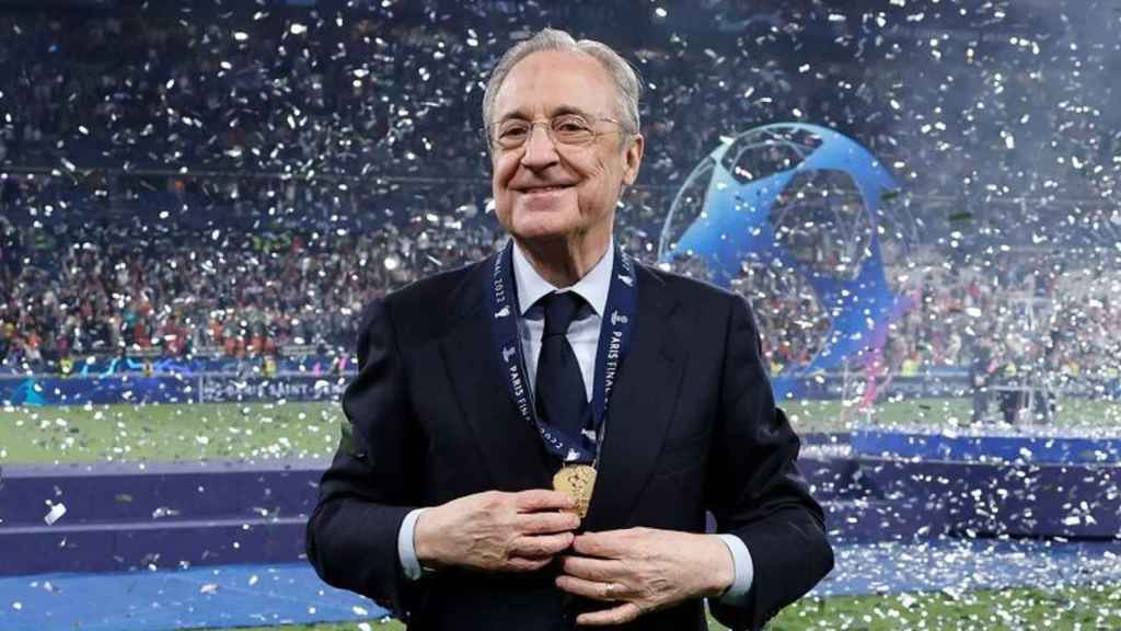 Florentino Pérez, feliz, tras la conquista del Real Madrid en la Champions League / RM