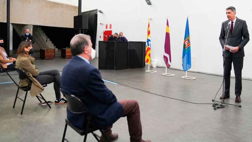 Xavier Garcia Albiol, alcalde de Badalona, durante el acto de hoy / TWITTER