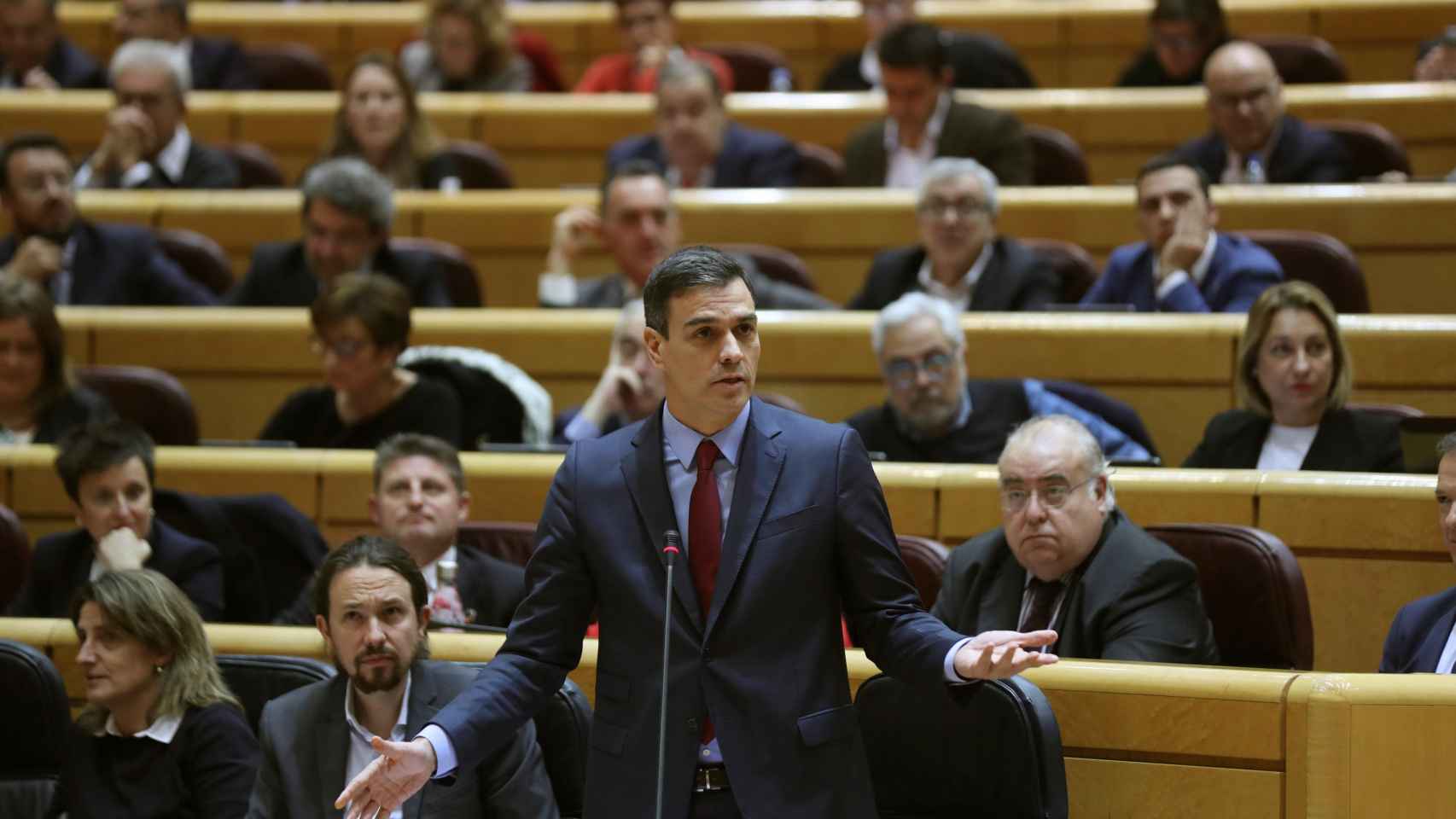 El presidente del Gobierno, Pedro Sánchez, en el Senado / EFE