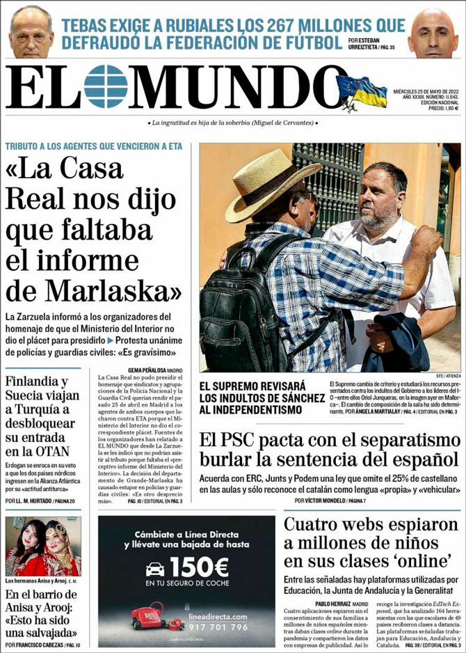 Portada de 'El Mundo' del 25 de mayo de 2022 / Kiosko