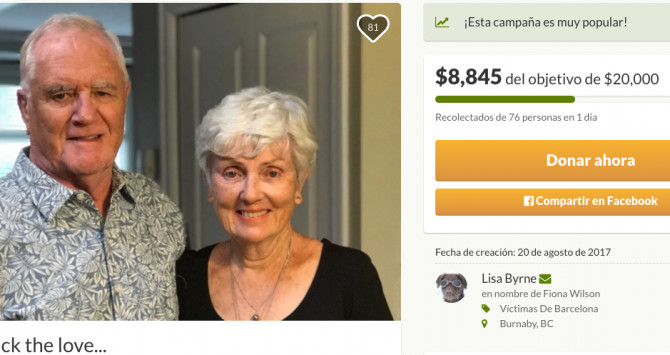 Captura de la web de 'crowdfunding' para la campaña de Valerie Wilson