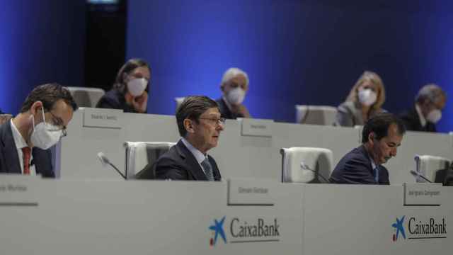 El presidente de Caixabank, José Ignacio Goirigolzarri, durante la última junta de accionistas del banco / EP
